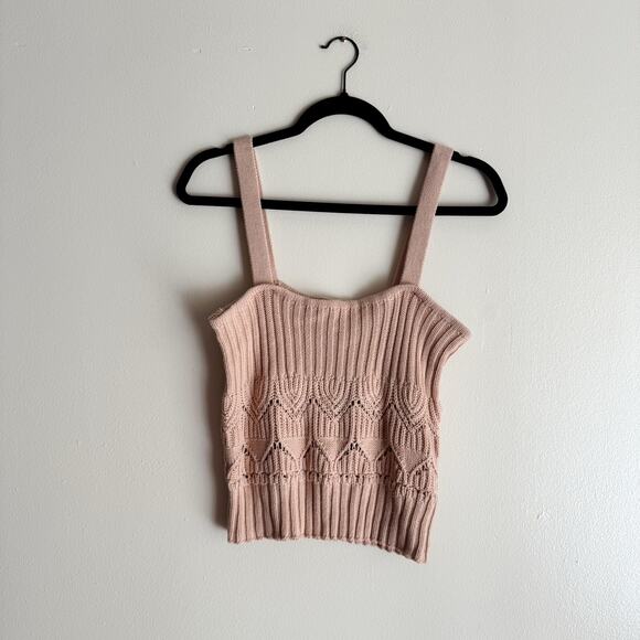 Lulu's Tan Point for Me Pointelle Knit Sweater Tank Large NWT - Picture 6 of 8